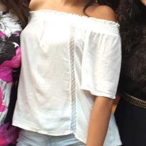 Off the shoulder white top